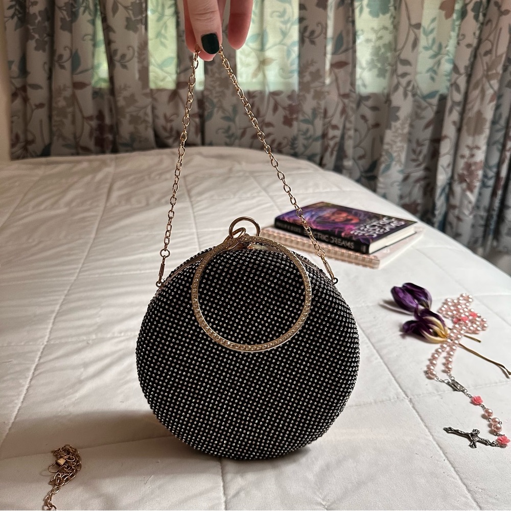 Dolls Kill Round Rhinestone Clutch Purse